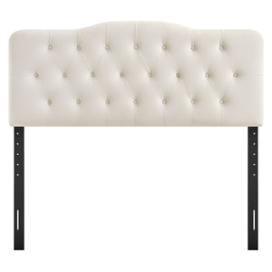Modway Furniture Annabel Queen Headboard Velvet Tufted Diamond Curved Upholstered Bedroom Accent Alabaster MOD-7270-ALA