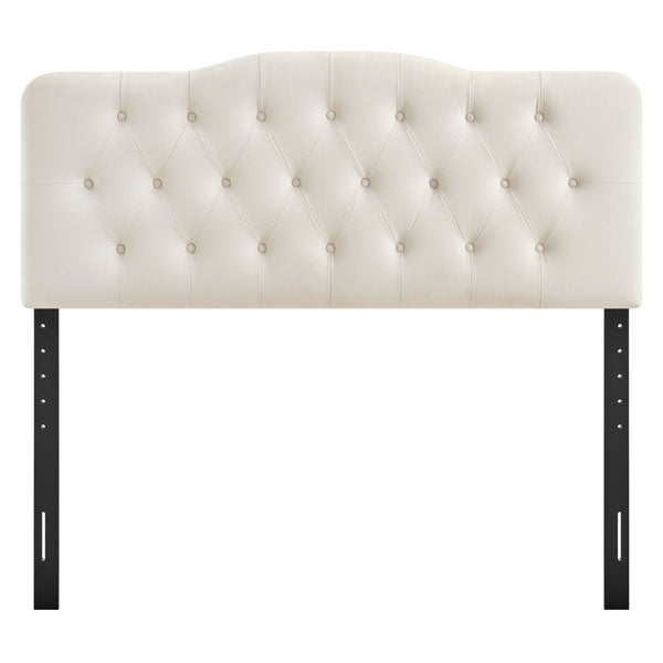 Modway Furniture Annabel Queen Headboard Velvet Tufted Diamond Curved Upholstered Bedroom Accent Alabaster MOD-7270-ALA