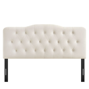 Modway Furniture Annabel Queen Headboard Velvet Tufted Diamond Curved Upholstered Bedroom Accent Alabaster MOD-7270-ALA