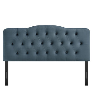 Modway Furniture Annabel Queen Headboard Velvet Tufted Diamond Curved Upholstered Bedroom Accent Cadet Blue MOD-7270-CAB