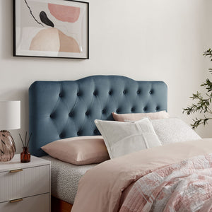 Modway Furniture Annabel Queen Headboard Velvet Tufted Diamond Curved Upholstered Bedroom Accent Cadet Blue MOD-7270-CAB