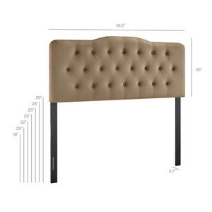 Modway Furniture Annabel Queen Headboard Velvet Tufted Diamond Curved Upholstered Bedroom Accent Taupe MOD-7270-TAU