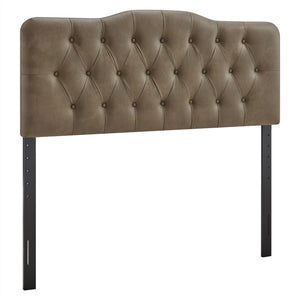 Modway Furniture Annabel Modway Queen Headboard Tufted Faux Leather Curved Frame Bedroom Elegance Mushroom MOD-7272-MUS