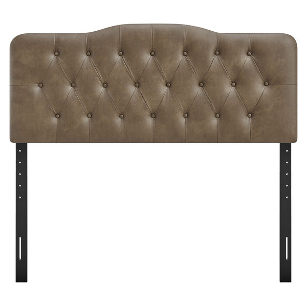 Modway Furniture Annabel Modway Queen Headboard Tufted Faux Leather Curved Frame Bedroom Elegance Mushroom MOD-7272-MUS