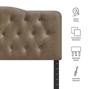 Modway Furniture Annabel Modway Queen Headboard Tufted Faux Leather Curved Frame Bedroom Elegance Mushroom MOD-7272-MUS