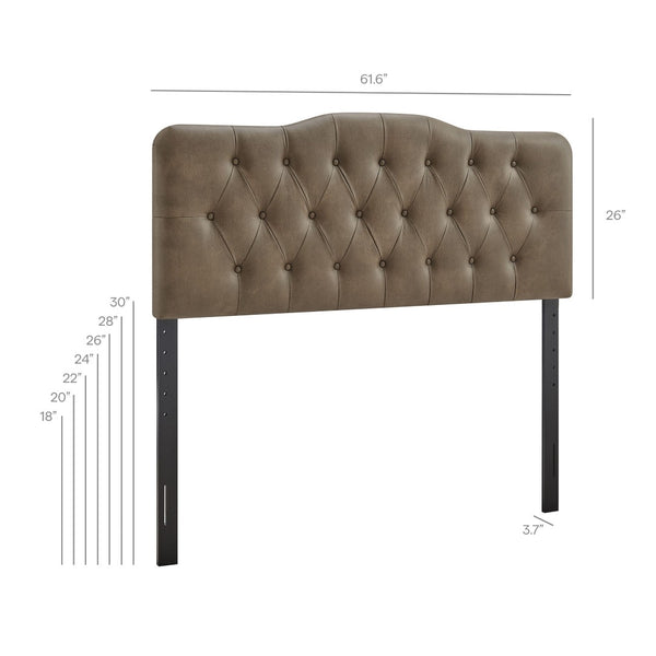 Modway Furniture Annabel Modway Queen Headboard Tufted Faux Leather Curved Frame Bedroom Elegance Mushroom MOD-7272-MUS