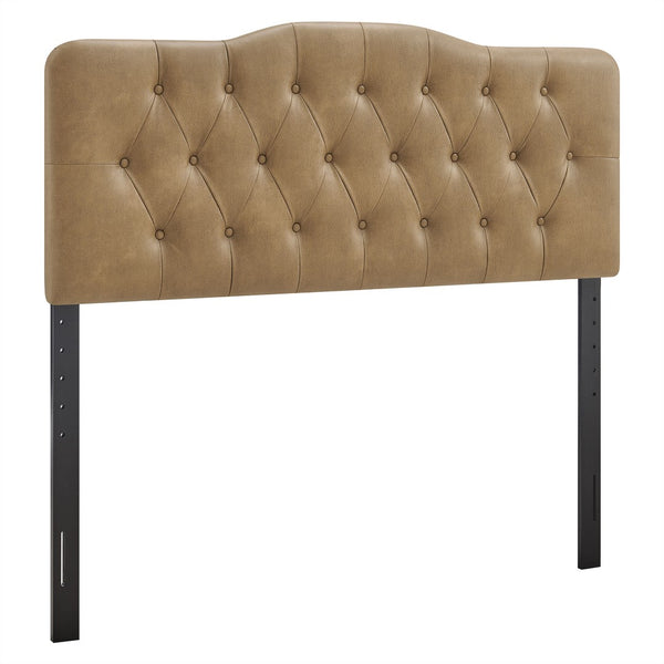 Modway Furniture Annabel Modway Queen Headboard Tufted Faux Leather Curved Frame Bedroom Elegance Toast MOD-7272-TST