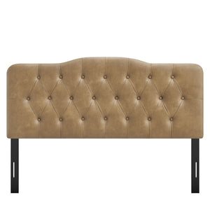Modway Furniture Annabel Modway Queen Headboard Tufted Faux Leather Curved Frame Bedroom Elegance Toast MOD-7272-TST
