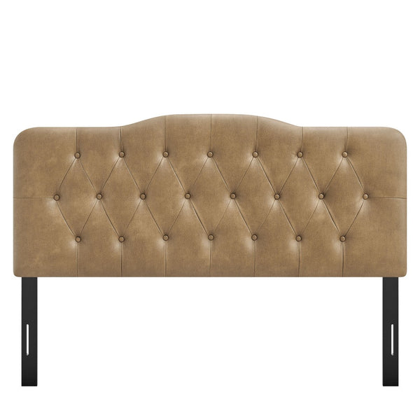 Modway Furniture Annabel Modway Queen Headboard Tufted Faux Leather Curved Frame Bedroom Elegance Toast MOD-7272-TST
