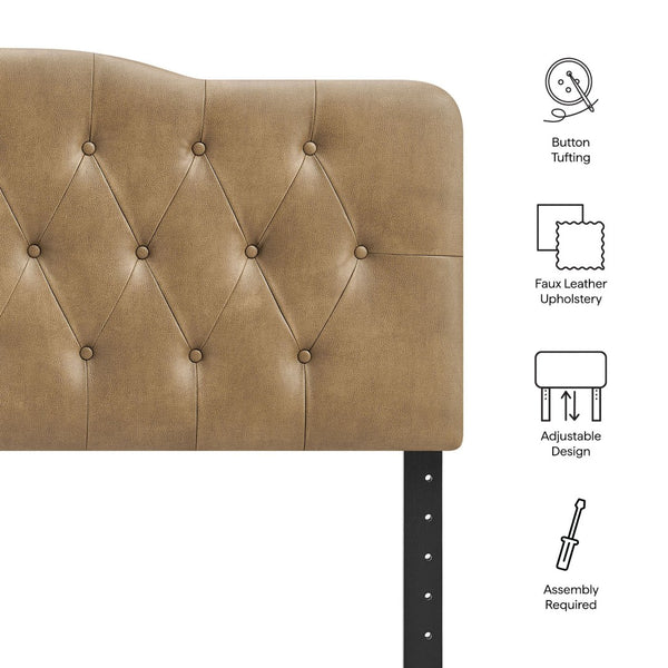 Modway Furniture Annabel Modway Queen Headboard Tufted Faux Leather Curved Frame Bedroom Elegance Toast MOD-7272-TST