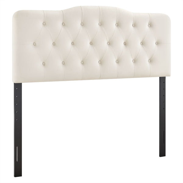 Modway Furniture Annabel King Headboard Velvet Tufted Curved Upholstered Bedroom Accent by Modway Alabaster MOD-7273-ALA