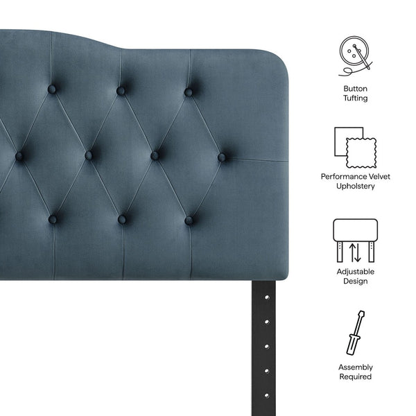 Modway Furniture Annabel King Headboard Velvet Tufted Curved Upholstered Bedroom Accent by Modway Cadet Blue MOD-7273-CAB