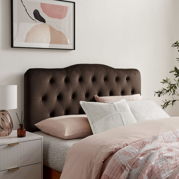 Modway Furniture Annabel King Headboard Velvet Tufted Curved Upholstered Bedroom Accent by Modway Chocolate Brown MOD-7273-CHB