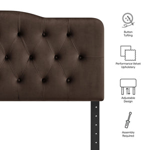 Modway Furniture Annabel King Headboard Velvet Tufted Curved Upholstered Bedroom Accent by Modway Chocolate Brown MOD-7273-CHB