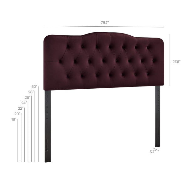 Modway Furniture Annabel King Headboard Velvet Tufted Curved Upholstered Bedroom Accent by Modway Mulberry MOD-7273-MUL