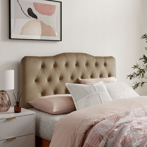 Modway Furniture Annabel King Headboard Velvet Tufted Curved Upholstered Bedroom Accent by Modway Taupe MOD-7273-TAU