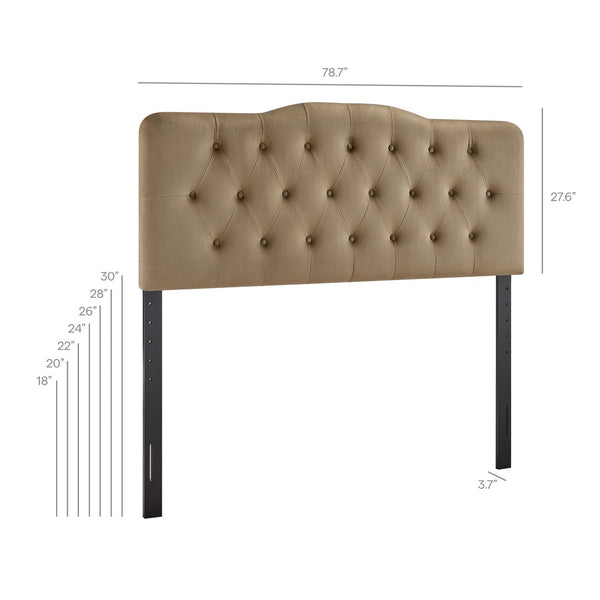 Modway Furniture Annabel King Headboard Velvet Tufted Curved Upholstered Bedroom Accent by Modway Taupe MOD-7273-TAU