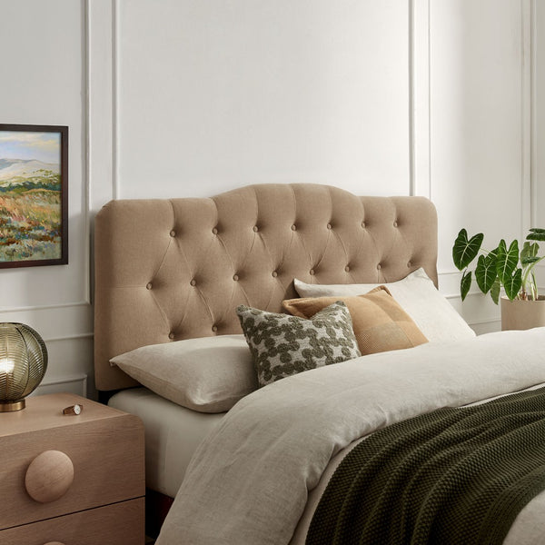 Modway Furniture Annabel Modway Tufted Upholstered King Headboard with Foam Padding for Bedroom Comfort Almond MOD-7274-ALM