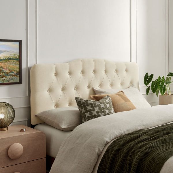 Modway Furniture Annabel Modway Tufted Upholstered King Headboard with Foam Padding for Bedroom Comfort Linen MOD-7274-LIN