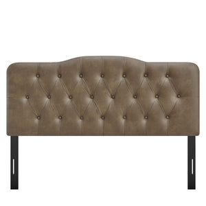 Modway Furniture Annabel Tufted Vegan Leather King Headboard by Modway Curved Foam Padded Frame Mushroom MOD-7275-MUS
