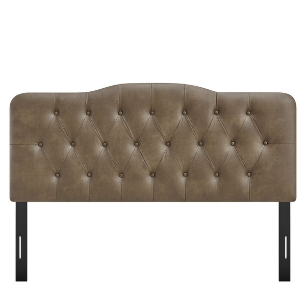 Modway Furniture Annabel Tufted Vegan Leather King Headboard by Modway Curved Foam Padded Frame Mushroom MOD-7275-MUS