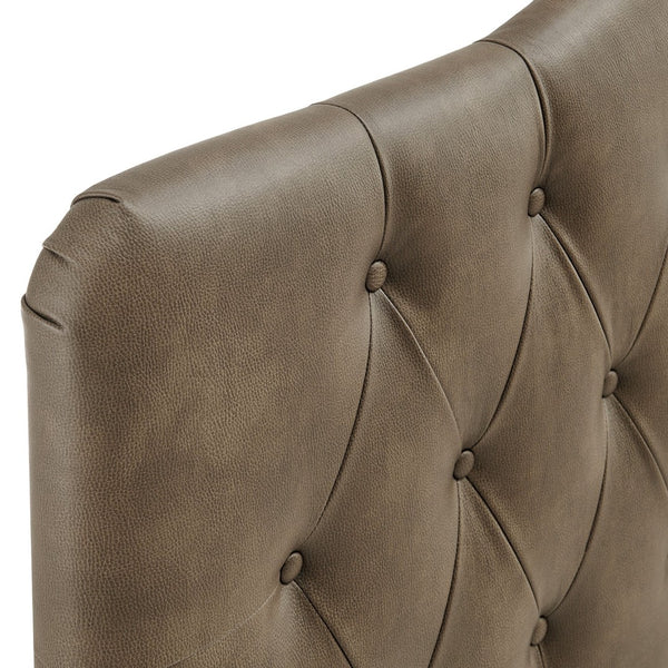 Modway Furniture Annabel Tufted Vegan Leather King Headboard by Modway Curved Foam Padded Frame Mushroom MOD-7275-MUS