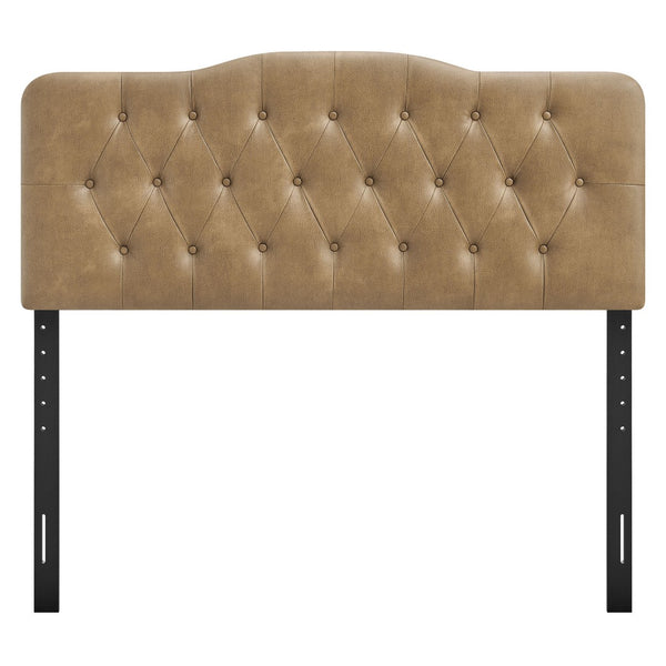 Modway Furniture Annabel Tufted Vegan Leather King Headboard by Modway Curved Foam Padded Frame Toast MOD-7275-TST