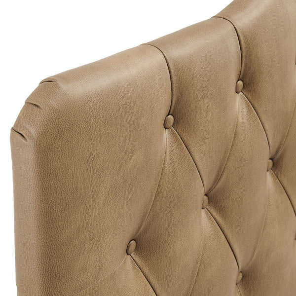 Modway Furniture Annabel Tufted Vegan Leather King Headboard by Modway Curved Foam Padded Frame Toast MOD-7275-TST
