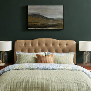 Modway Furniture Annabel Tufted Vegan Leather King Headboard by Modway Curved Foam Padded Frame Toast MOD-7275-TST