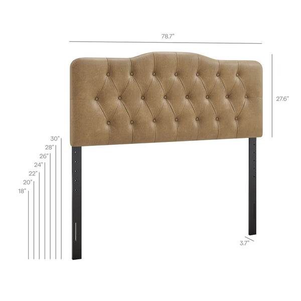 Modway Furniture Annabel Tufted Vegan Leather King Headboard by Modway Curved Foam Padded Frame Toast MOD-7275-TST