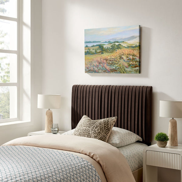 Modway Furniture Eloise Performance Velvet Twin Headboard with Art Deco Ruching for Glam Bedroom Decor Chocolate Brown MOD-7276-CHB