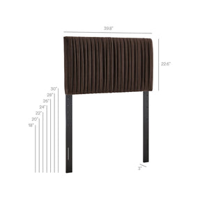 Modway Furniture Eloise Performance Velvet Twin Headboard with Art Deco Ruching for Glam Bedroom Decor Chocolate Brown MOD-7276-CHB