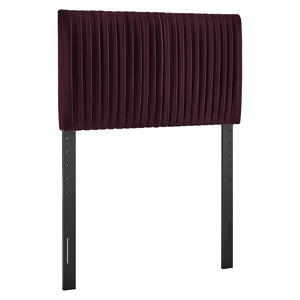Modway Furniture Eloise Performance Velvet Twin Headboard with Art Deco Ruching for Glam Bedroom Decor Mulberry MOD-7276-MUL