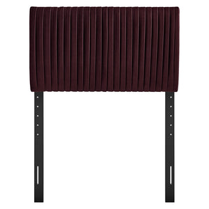 Modway Furniture Eloise Performance Velvet Twin Headboard with Art Deco Ruching for Glam Bedroom Decor Mulberry MOD-7276-MUL