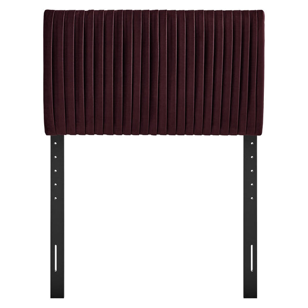 Modway Furniture Eloise Performance Velvet Twin Headboard with Art Deco Ruching for Glam Bedroom Decor Mulberry MOD-7276-MUL