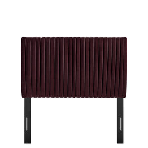 Modway Furniture Eloise Performance Velvet Twin Headboard with Art Deco Ruching for Glam Bedroom Decor Mulberry MOD-7276-MUL