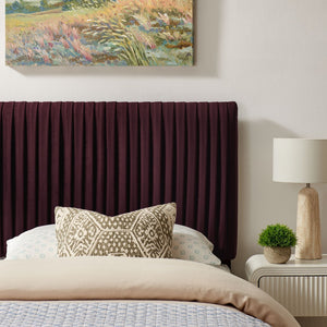 Modway Furniture Eloise Performance Velvet Twin Headboard with Art Deco Ruching for Glam Bedroom Decor Mulberry MOD-7276-MUL