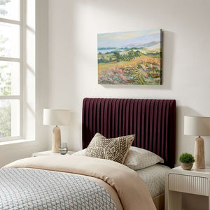 Modway Furniture Eloise Performance Velvet Twin Headboard with Art Deco Ruching for Glam Bedroom Decor Mulberry MOD-7276-MUL