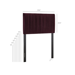 Modway Furniture Eloise Performance Velvet Twin Headboard with Art Deco Ruching for Glam Bedroom Decor Mulberry MOD-7276-MUL