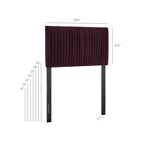 Modway Furniture Eloise Performance Velvet Twin Headboard with Art Deco Ruching for Glam Bedroom Decor Mulberry MOD-7276-MUL