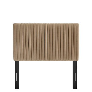 Modway Furniture Eloise Performance Velvet Twin Headboard with Art Deco Ruching for Glam Bedroom Decor Taupe MOD-7276-TAU