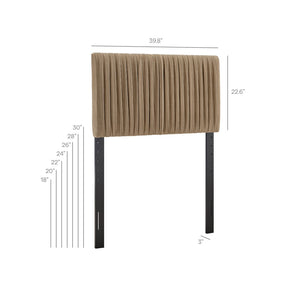 Modway Furniture Eloise Performance Velvet Twin Headboard with Art Deco Ruching for Glam Bedroom Decor Taupe MOD-7276-TAU