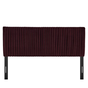 Modway Furniture Eloise Ruched Performance Velvet Full Headboard with Art Deco Glam Sculptural Texture Mulberry MOD-7277-MUL