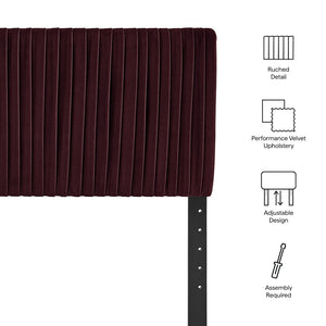 Modway Furniture Eloise Ruched Performance Velvet Full Headboard with Art Deco Glam Sculptural Texture Mulberry MOD-7277-MUL
