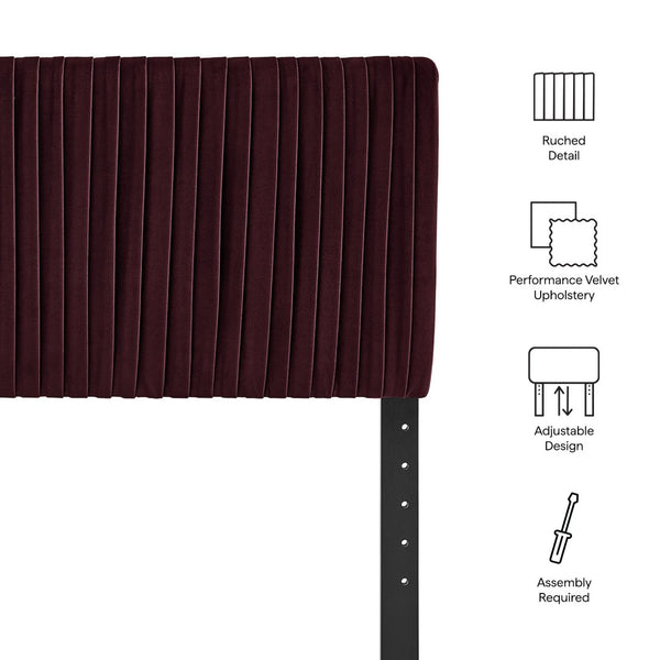 Modway Furniture Eloise Ruched Performance Velvet Full Headboard with Art Deco Glam Sculptural Texture Mulberry MOD-7277-MUL