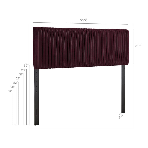 Modway Furniture Eloise Ruched Performance Velvet Full Headboard with Art Deco Glam Sculptural Texture Mulberry MOD-7277-MUL