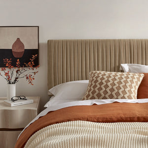 Modway Furniture Eloise Ruched Performance Velvet Full Headboard with Art Deco Glam Sculptural Texture Taupe MOD-7277-TAU