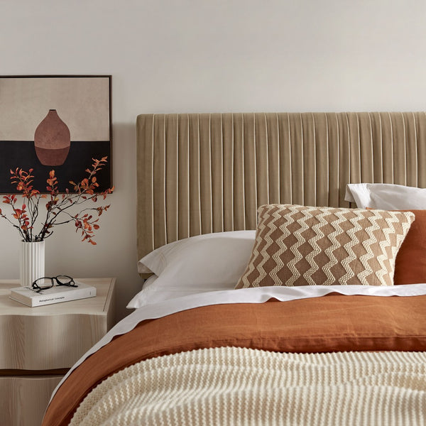 Modway Furniture Eloise Ruched Performance Velvet Full Headboard with Art Deco Glam Sculptural Texture Taupe MOD-7277-TAU