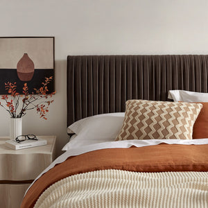 Modway Furniture Eloise Ruched Performance Velvet Queen Headboard with Art Deco Foam Padded Panel Chocolate Brown MOD-7278-CHB