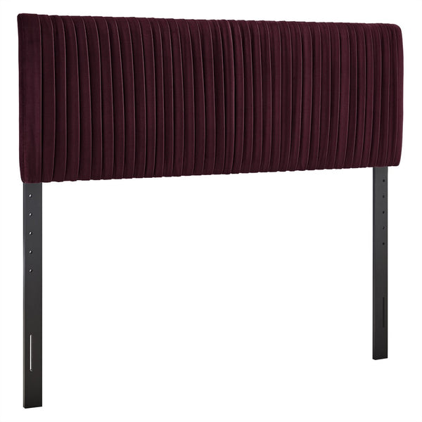 Modway Furniture Eloise Ruched Performance Velvet Queen Headboard with Art Deco Foam Padded Panel Mulberry MOD-7278-MUL
